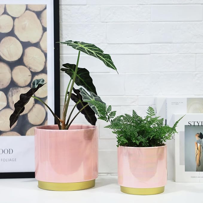 Gepege Pink Indoor Plant Pots for Plants, Ceramic Planter - Image 7