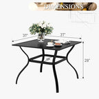 PHI VILLA 37" Patio Table for 4, Metal Outdoor Dining Table - Image 3