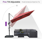 PURPLE LEAF 8 Feet Square Cantilever Umbrella Patio Umbrella - Image 6