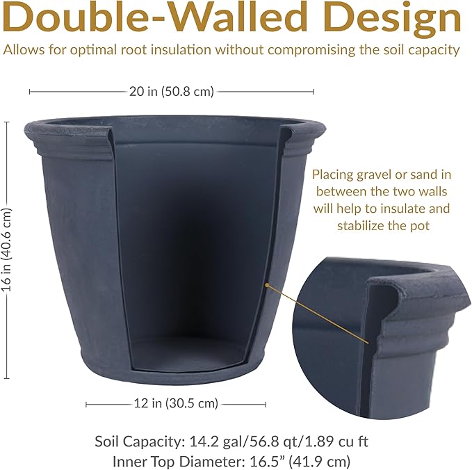 Sunnydaze 20-Inch Anjelica Large Plastic Pot - Image 6