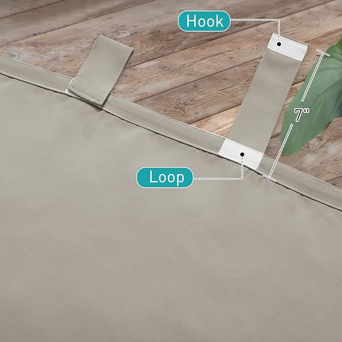 NICETOWN 2 Panels Natural Outdoor Patio Curtainss Waterproof, Detachable Sticky - Image 6