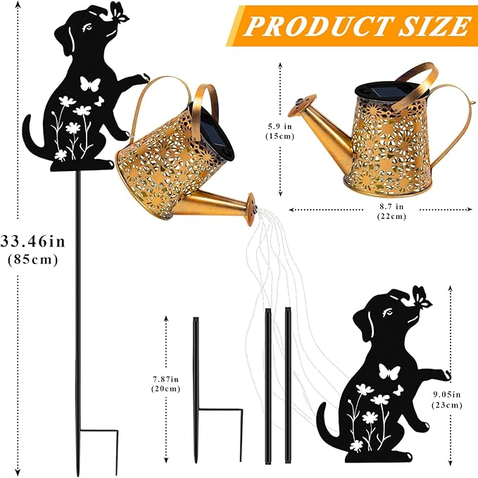 Solar Lights Outdoor Decorative, Watering Can - Image 6