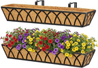 Y&M 30 Inch Window Deck with Coco Liner, Fence Metal Hanging Flower Planter by YM