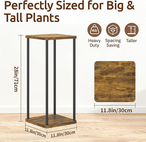 2 Tier Plant Stand Indoor, Oppro 28In Tall Corner Vertical Wood Metal Shelf - Image 2