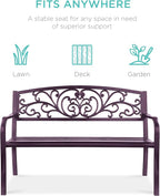 Best Choice Products Outdoor Bench Steel Garden Patio Porch Furniture - Image 3