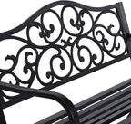 Sophia & William 50" Outdoor Garden Bench Patio Park Bench, Cast Iron Metal - Image 6