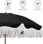 AMMSUN Boho Fringe Umbrella Outdoor Patio, 6.5ft UPF50+ Picnic Umbrella - Image 3