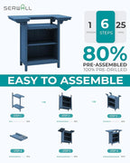 SERWALL Outdoor Bar Table Set – HDPE Blue Patio Bar Cabinet - Image 7