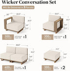 Sectional Outdoor Patio Furniture, U Shaped Rattan Wicker Sectional Sofa - Image 8