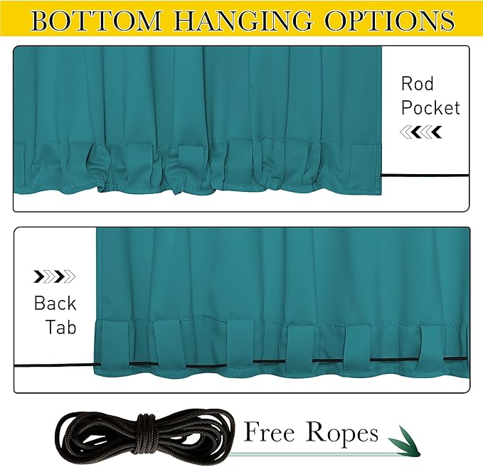 NICETOWN 2 Panels Outdoor Curtains Waterproof Pocket & Back Tab on Top & Bottom - Image 2