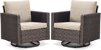 Belord Wicker Chairs Outdoor Bistro Set Oversize Patio Swivel Rocker, Rattan by Belord