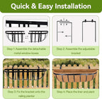 Halatool 2 Pack Heavy-Duty Metal Deck Railing Planter Box, 24 Inch - Image 6