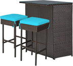 Tangkula Patio Bar Set, 3 Piece Outdoor Rattan Wicker Bar Set - Image 9