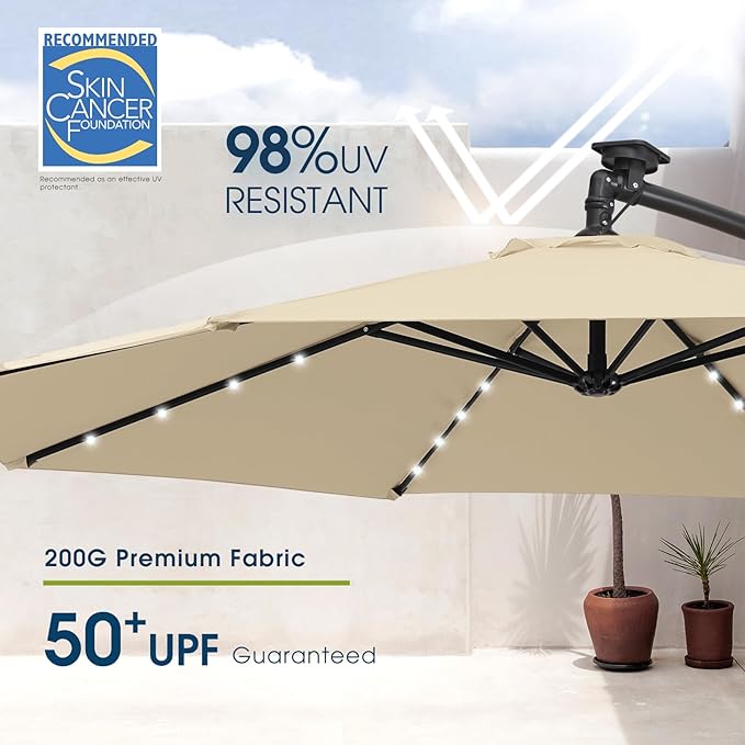 wikiwiki 10ft Solar LED Patio Umbrella - Image 4