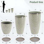 24/21/12 Inch Large Plastic Planter, Lightweight Ceramic-Look Tall Planters - Image 3