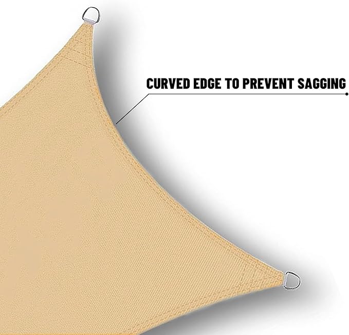 SUNNY GUARD Waterproof Sun Shade Sail 9' x 9' Sand Rectangle UV Block Sunshade - Image 4