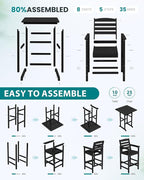 SERWALL 5-Piece Adirondack Bar Chairs Set, HDPE Adirondack Barstools - Image 6