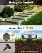 btfarm 2 Pack Solar Lights Outdoor, 8 LED Solar Ground Lights IP65 Waterproof - Image 4