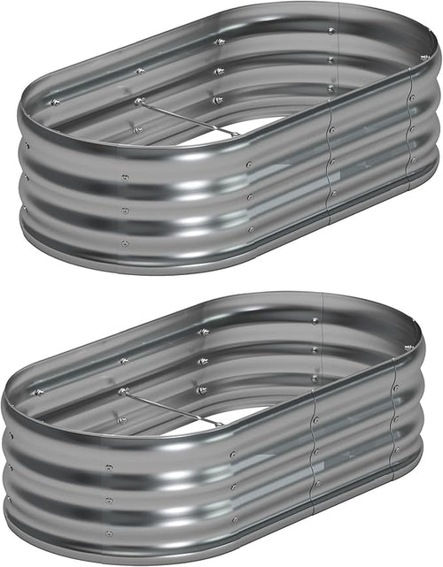 4x2x1ft Galvanized Oval Raised Garden Bed, Outdoor Planter Box Metal Patio Kit by Foxlang