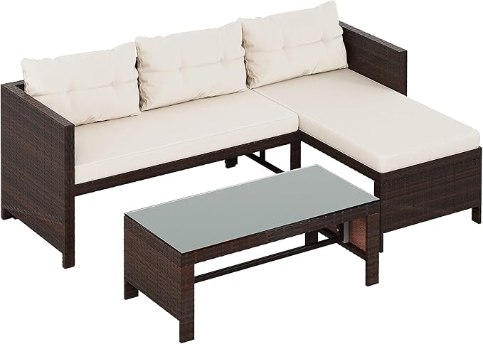 Shintenchi 3-Piece Outdoor Patio Furniture Sets, Wicker Patio Conversation Sets - Image 8
