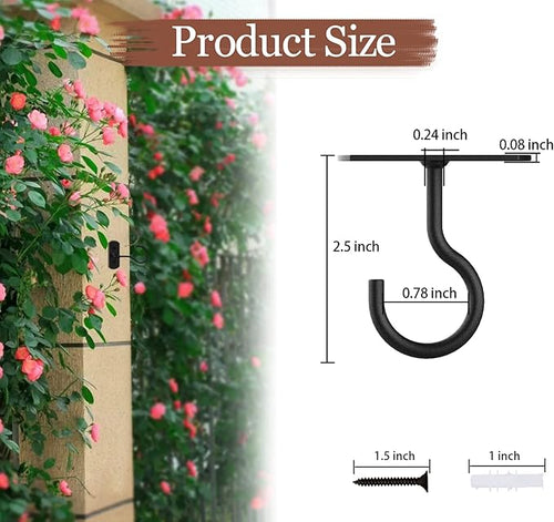 2.5in Ceiling Hooks for Hanging Plants 8Pcs Black - Image 2