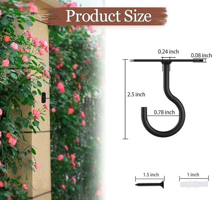 4Pack 2.5in Ceiling Hooks for Hanging Plants Black - Image 2