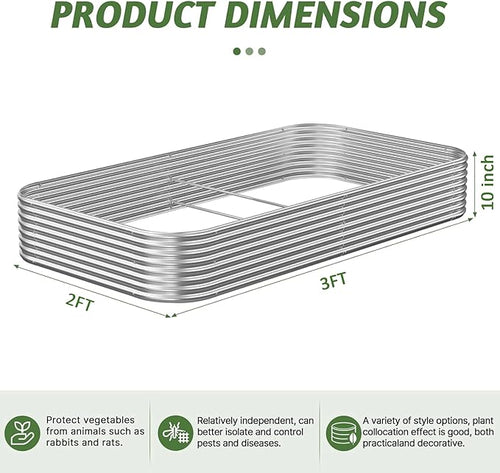 3 Pack Corrugated Galvanized Steel Raised Garden Bed Outdoor, Metal Above - Image 2