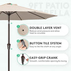 JEAREY 9FT Outdoor Patio Umbrella Market Umbrella - Image 2