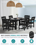 SERWALL Outdoor Dining Table Set, 67‘’ HDPE Patio Dining Set - Image 3