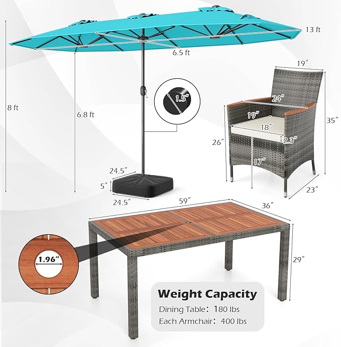 Tangkula 9 Piece Rattan Outdoor Dining Set - Image 6
