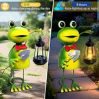 Solar Garden Lights Frog Statue, 13.78in Tall Frog - Image 2