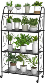 4 Tier Plant Stand with Wheels, Plant Shelf by VyGrow