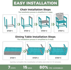 HDPE Outdoor Dining Set, Patio Table and Chairs Set, All-Weather 7-Piece - Image 7