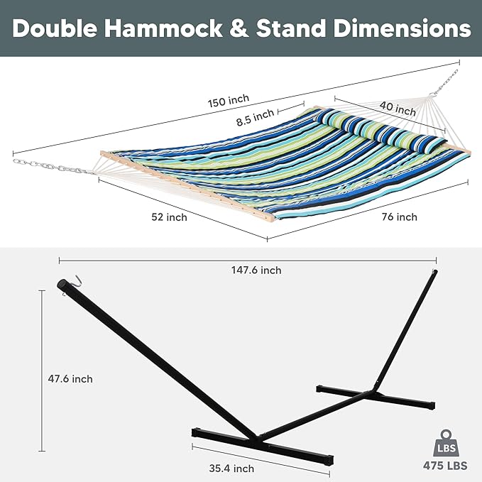 SUNCREAT Hammocks Double Cotton Rope Hammock - Image 6