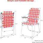 VINGLI Patio Lawn Webbed Folding Chairs Set of 2, Outdoor Beach Chair Portable - Image 4