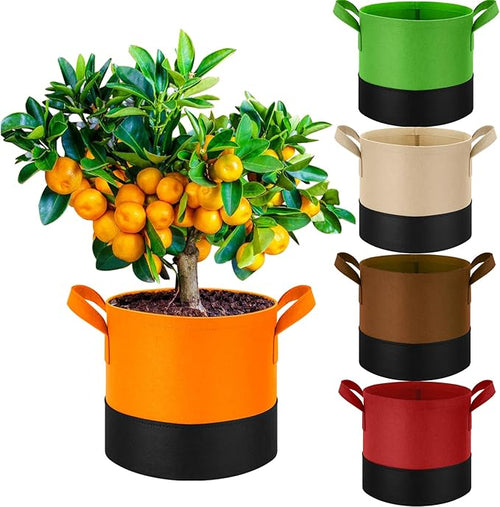 5 Gallon Fabric Grow Bags 5-Pack, 350G Heavy Duty Nonwoven Plant Pots by Fhyisble