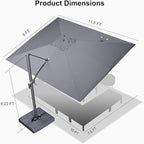 PURPLE LEAF Patio Umbrella 9' X 11.5' Rectangle Cantilever Umbrella Large - Image 9
