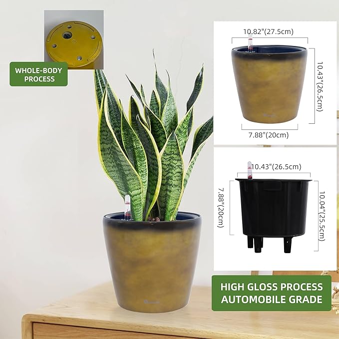 Dexceder 11x10 Inches Self Watering Planter Indoor Outdoor, Inner Pot Design - Image 3