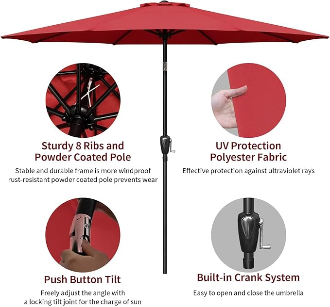 Simple Deluxe 9' Patio Umbrella Outdoor Table Market Yard Umbrella - Image 2