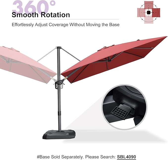 PURPLE LEAF 9 Feet Patio Umbrella Outdoor Cantilever Square Umbrella Aluminum - Image 5