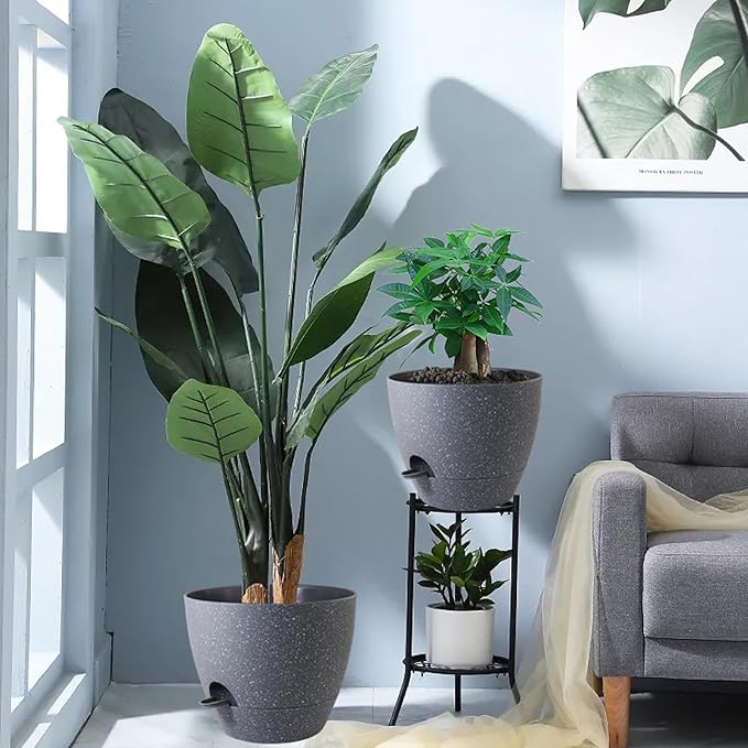 12inch 2Pack Large Self Watering Planters, Plastic Plant Pots - Image 7