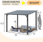 AECOJOY 10'x8' Pergola Hardtop Outdoor Gazebo - Image 6