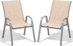 Patio Chairs Set of 2, Easily Set Up Stackable Outdoor Dining Chairs by Dovov