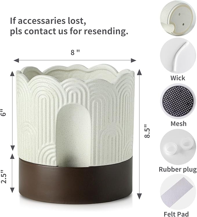 Nihow Self Watering Plant Pot: 8 Inch Ceramic Planter - Image 2