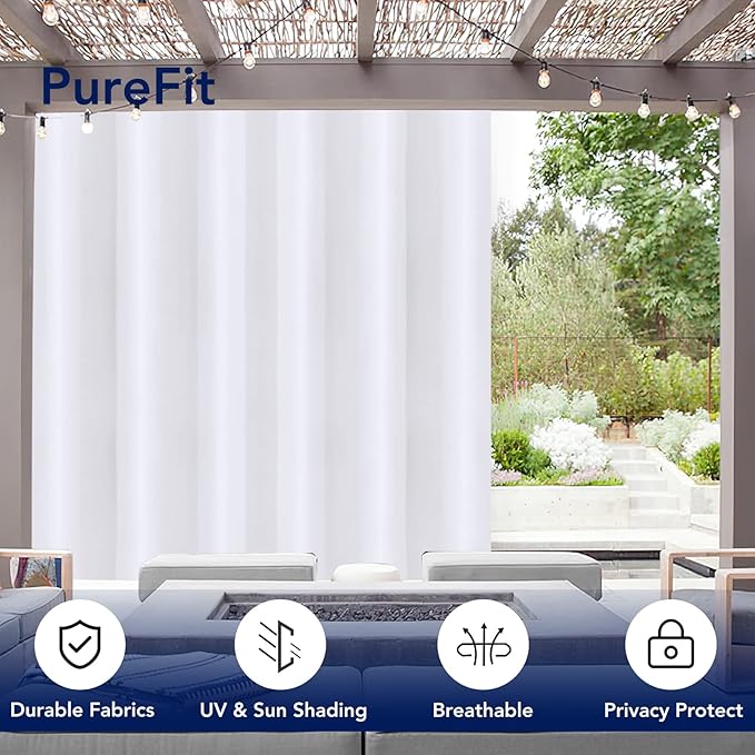 PureFit Outdoor Curtains for Patio Waterproof Weatherproof, UV Resistant - Image 3