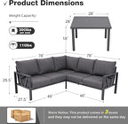 Patio Furniture Set, 6 Pieces Outdoor Couch Sectional, L Shaped Patio Sofa - Image 2