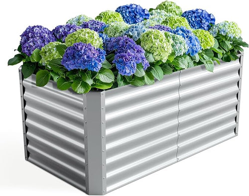 4X2X2ft Galvanized Raised Garden Bed, Outdoor Planter Box Metal Patio Kit by Anmiro