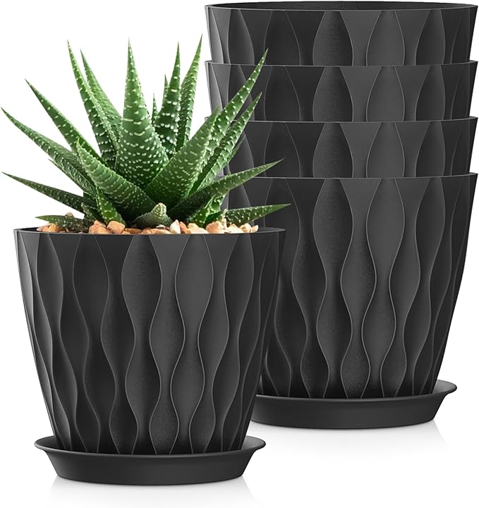 7 Inch Plant Pots 5 Pack, Flower Planters by SQKH