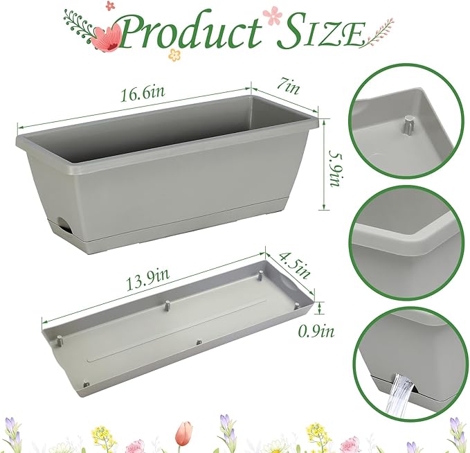 12Pcs 17Inches Rectangle Planter Box - Image 2