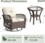 Aoxun 3 Pieces Patio Furniture Set, Patio Swivel Rocker Chairs Set of 2 - Image 7
